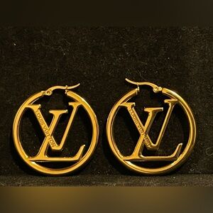Fashion Jewelry Gold LV Logo hoop Earrings
